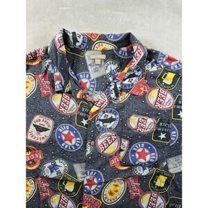 George Shirt 3XL Mens Beer Brands Graphic Button Up Camp Short Sleeve Rayon